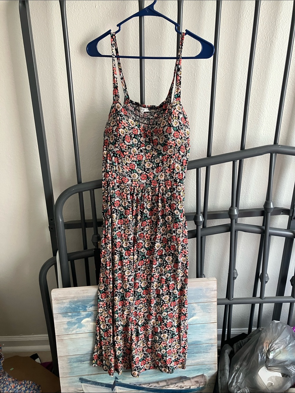 AUW Black Floral Maxi Dress with Pink & Cream Blooms